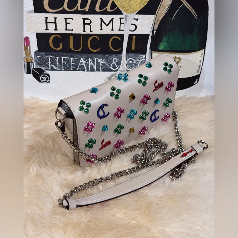 🔥 CHRISTIAN LOUBOUTIN PALOMA STUDDED SHOULDER BAG - Picture 12 of 12